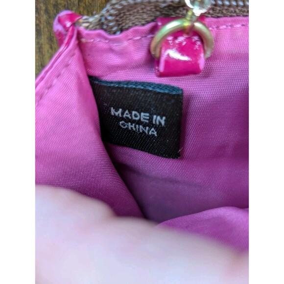 Authentic Coach Signature Pink Zip Coin Purse Keychain Multi-use Pink & Gold Y2K - Picture 8 of 11